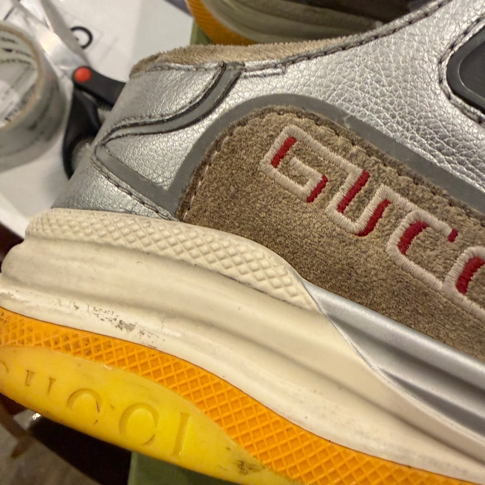 Gucci Men's Tan and Silver Sneakers - Picture 6 of 8